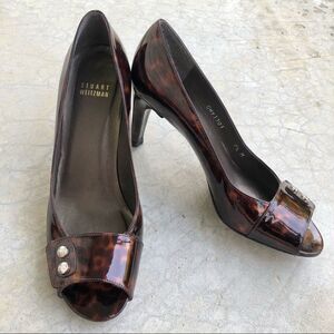 Stuart Weitzman Brown Peep-Toe Heels